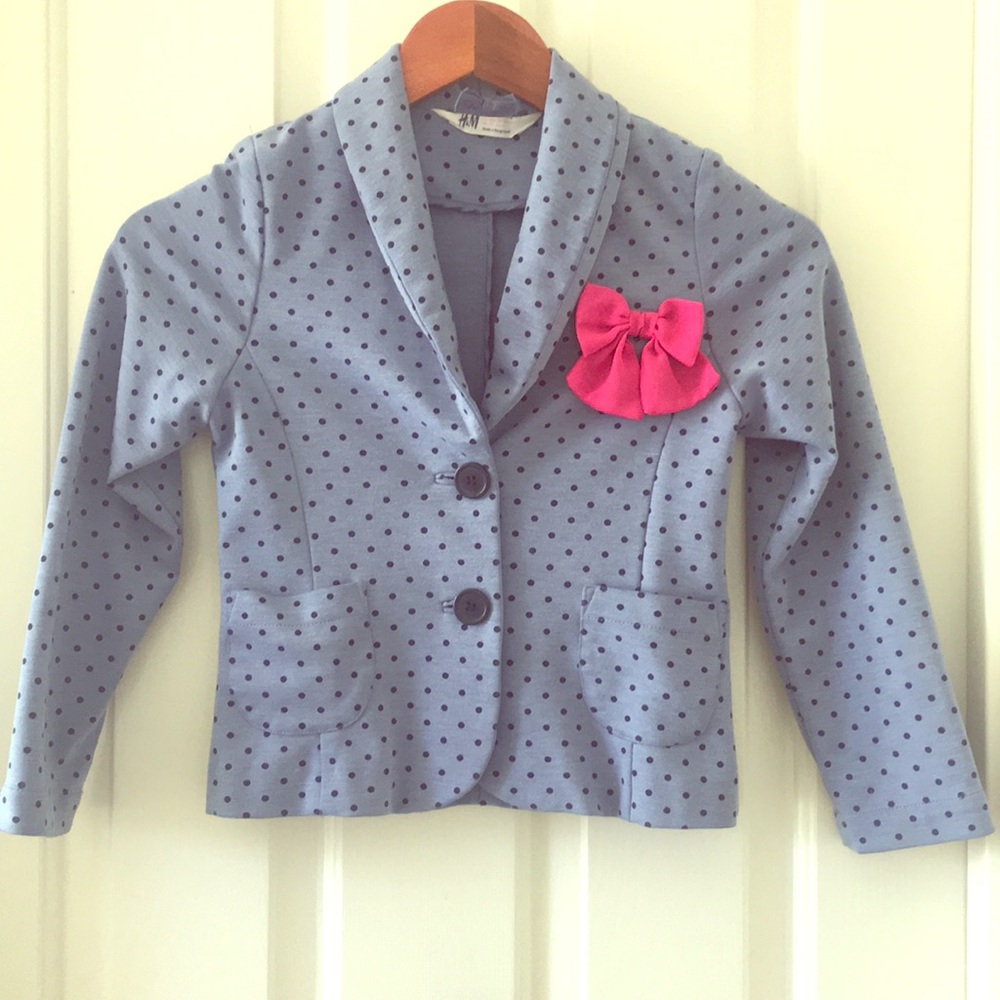 Girls H&M polka dot blazer with pink bow